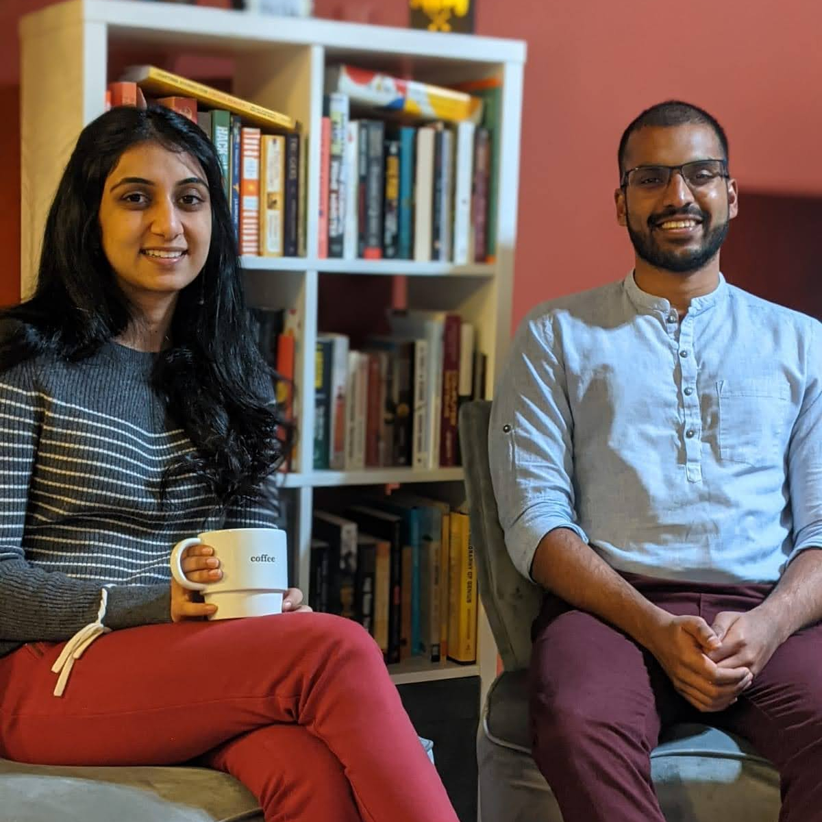 student and teacher siting for interview