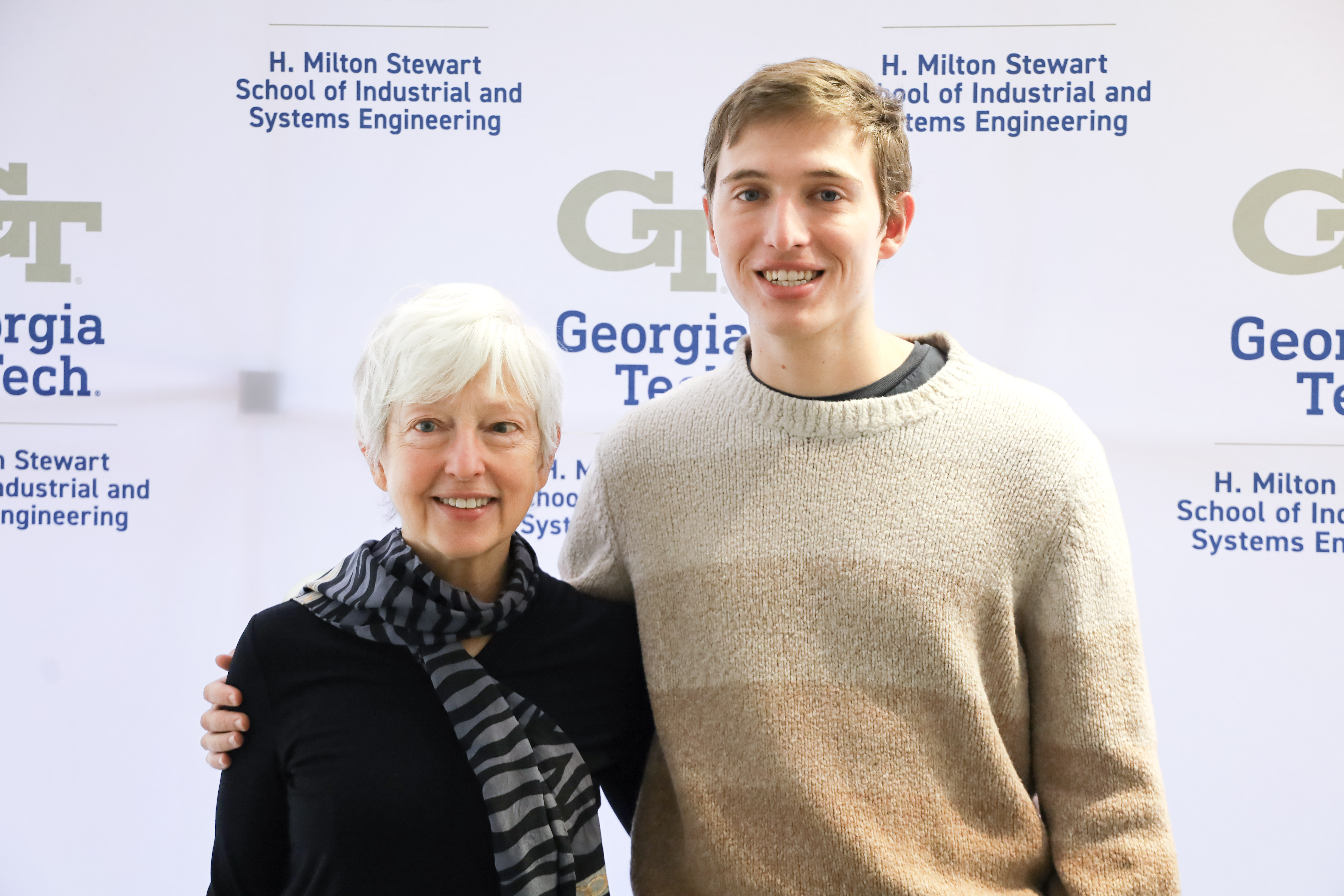 Professor Valerie Thomas, with son Alexander Bukharin, Margaret and Stephen Kendrick PhD Student Fellowship for Research Excellence