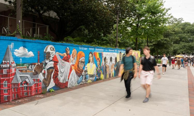 students walking