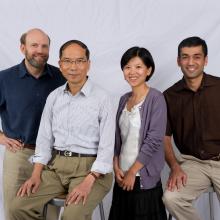 Ying Hung with ISyE professors Paul Kvam, Jeff Wu, and Roshan Vengazhiyil